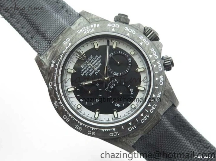 0601 Daytona DIW Carbon OMF Best Edition Black White Dial on Black Nylon Strap A OnTrend 2843